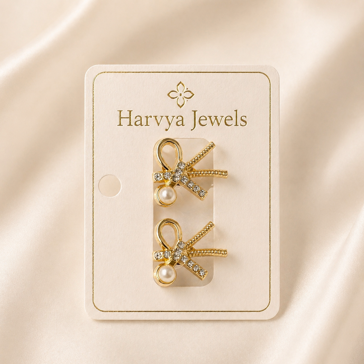 Elegant Bow Pearl Stud Earrings – Anti Tarnish Gold Finish